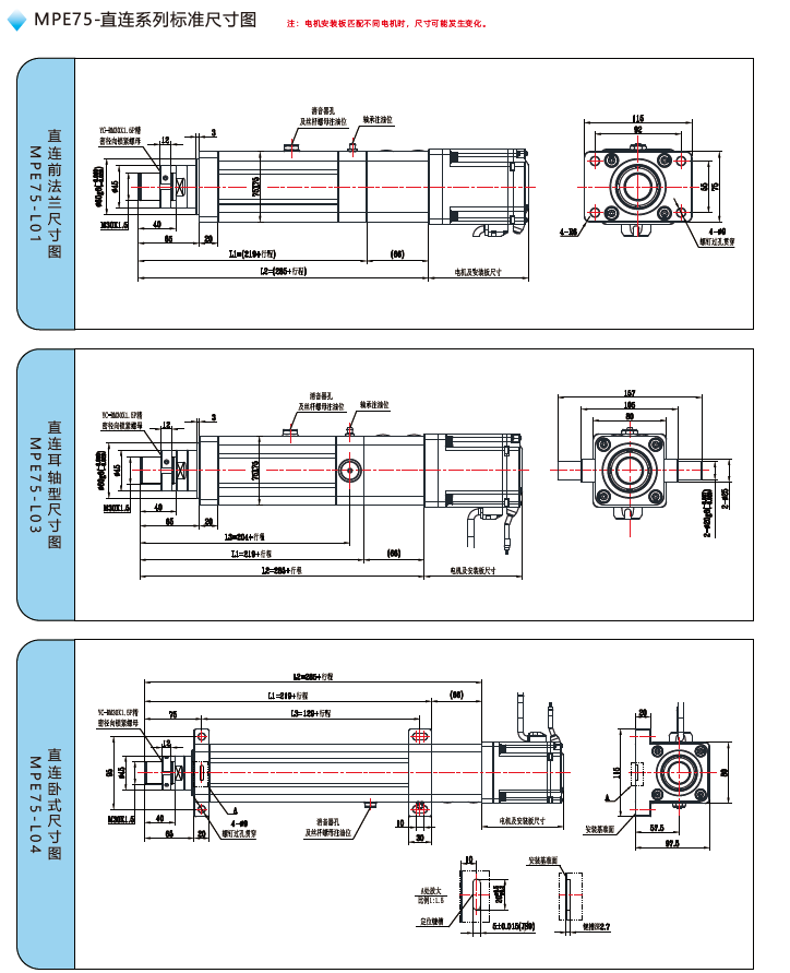 MPE75電缸直連標(biāo)準(zhǔn)尺寸圖