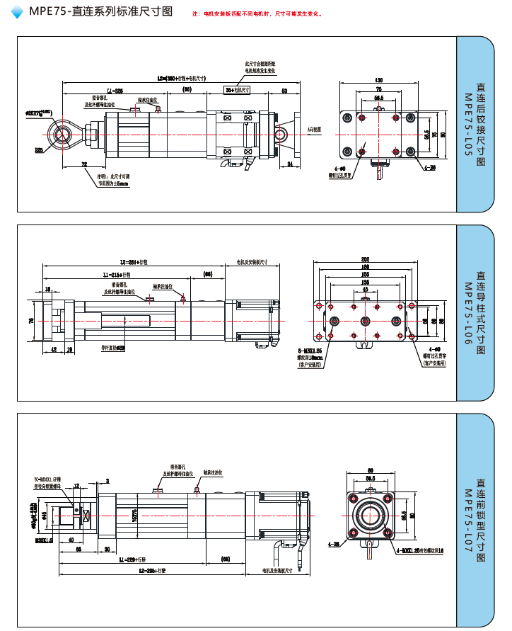 MPE75電動缸直連標(biāo)準(zhǔn)尺寸圖
