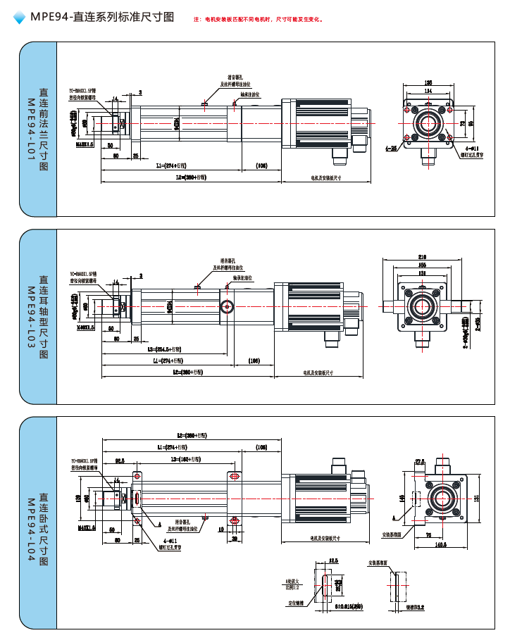 MPE94電動缸直連標(biāo)準(zhǔn)尺寸圖
